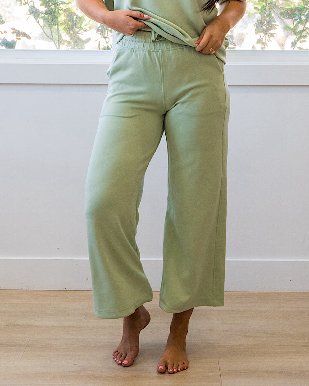 Kendall Scuba Fabric Wide Leg Pants - Color Options Available! Rae Mode Pistachio Cream