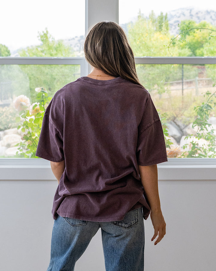 NEW! Oversized Mineral Wash Tee - Dark Cherry Double Zero