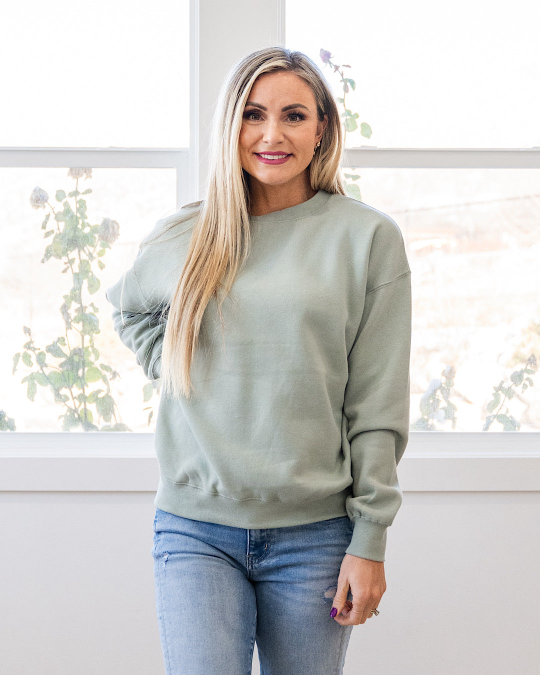 The Go To Fleece Crewneck Sweatshirt - Basil Reflex