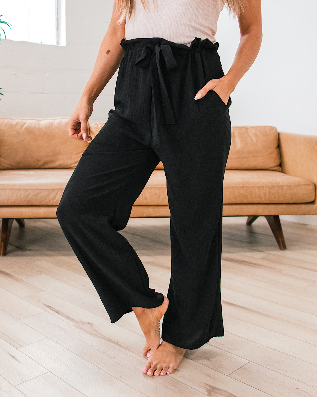 Ellen Black Paperbag Waist Pants  Lovely Melody   