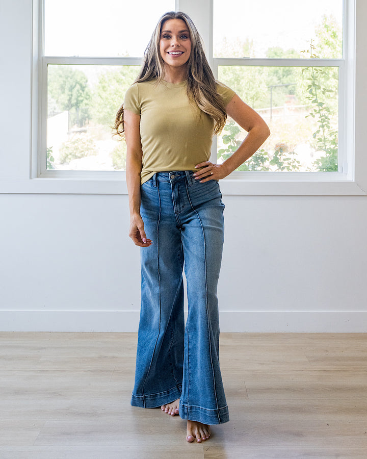 NEW! Cassidy Short Sleeve Ribbed Top - Amber Haze Be Cool