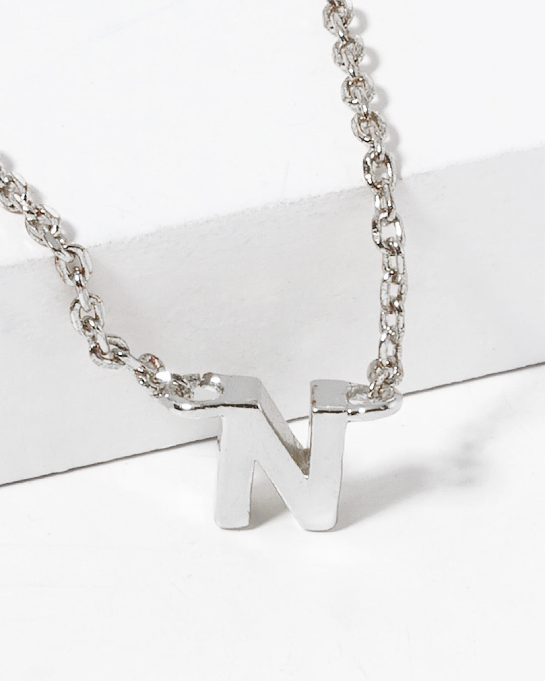 Dainty White Gold Initial Necklace - Pick Your Initial  Trendy Wholesale One Size N 