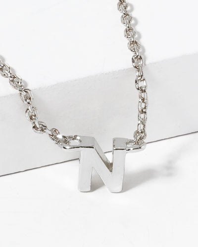 Dainty White Gold Initial Necklace - Pick Your Initial  Trendy Wholesale One Size N 