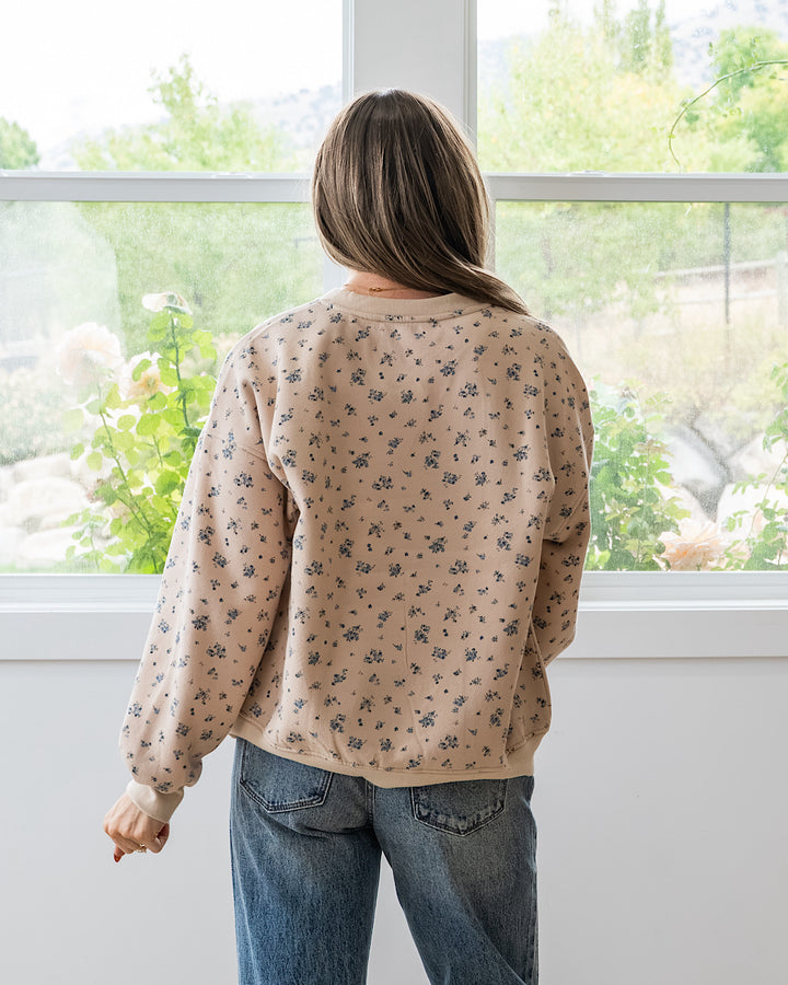 NEW! Ditsy Floral Boxy Sweatshirt - Khaki Multi
