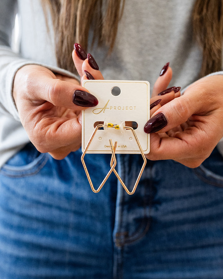 Textured Metal Diamond Shaped Earrings - Color Options Available! Trendy Wholesale Gold