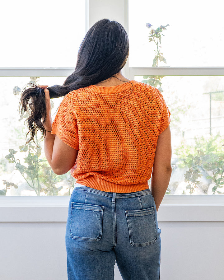 NEW! Nicole Crochet Knit Top - Orange