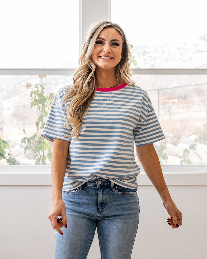 Ellie Contrast Striped Top - Color Options Available!