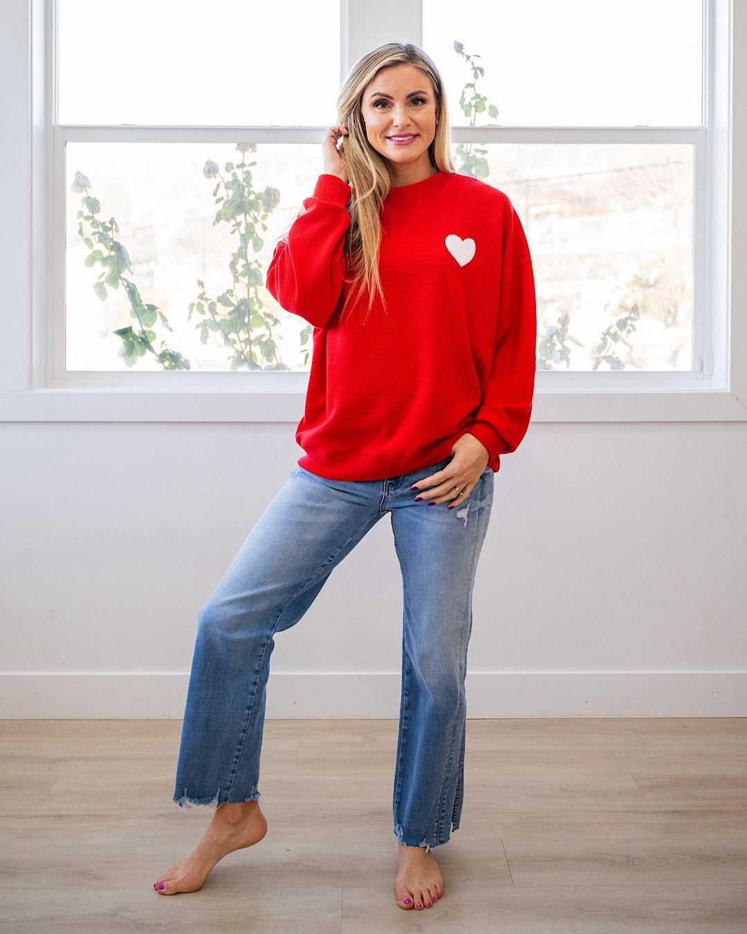 Heart Cloud Knit Top - Red FINAL SALE Tres Bien