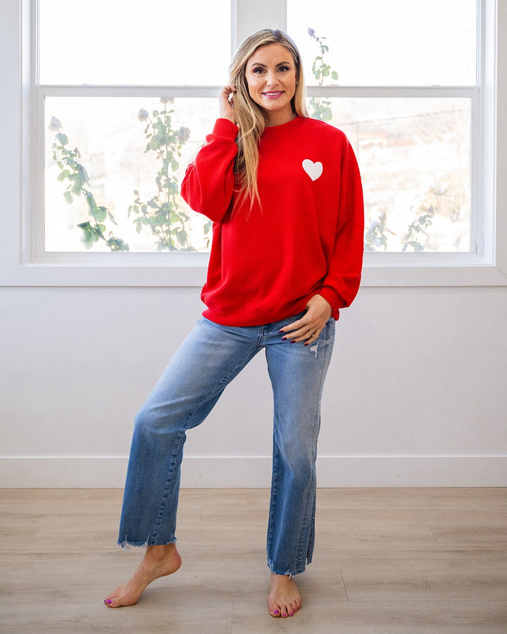 Heart Cloud Knit Top - Red FINAL SALE Tres Bien
