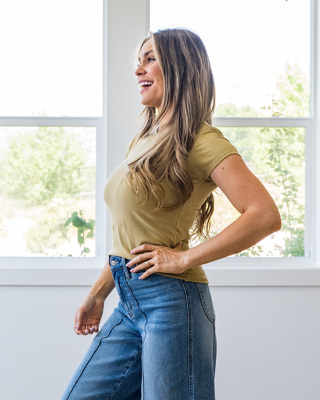 NEW! Cassidy Short Sleeve Ribbed Top - Amber Haze Be Cool