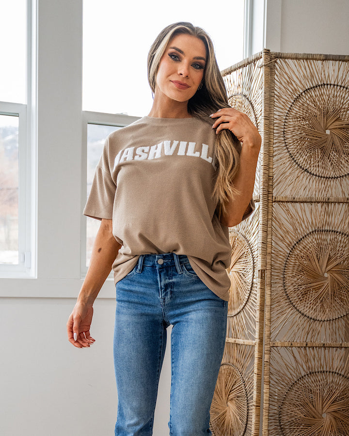 DOORBUSTER! Nashville Ribbed Taupe Top Haptics