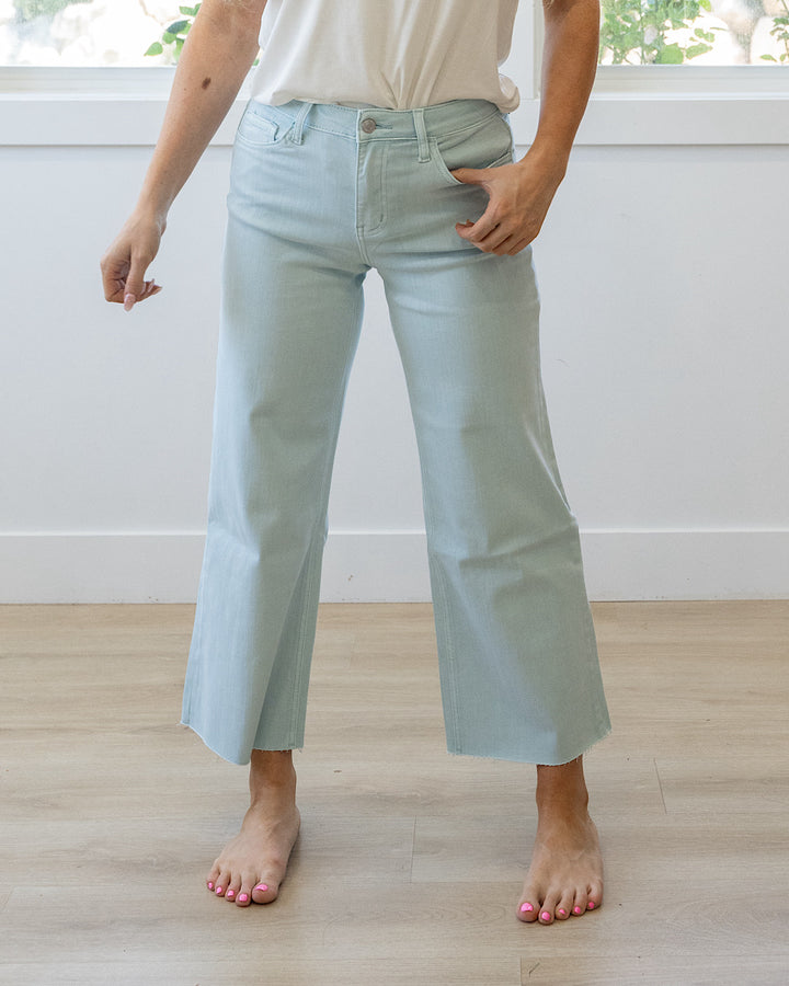 NEW! Vervet Skye Wide Leg Non Distressed Crop Jeans - Winter Sky