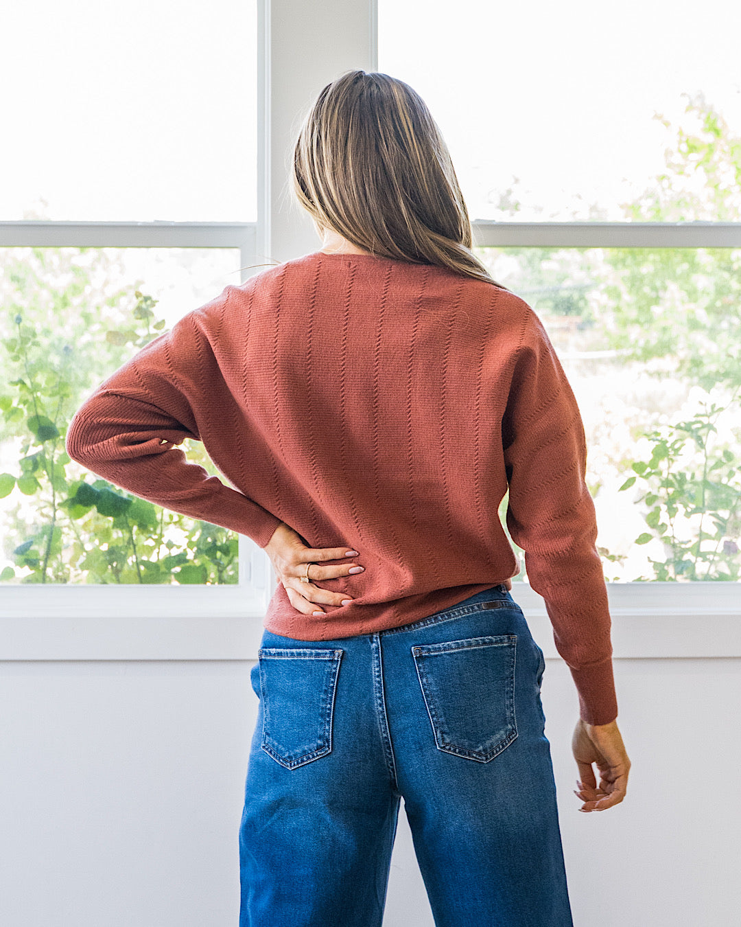 NEW! Adalyn Dolman Sleeve Textured Sweater - Copper