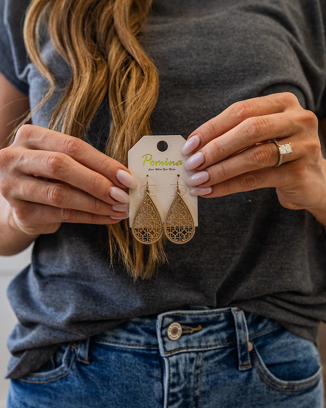 NEW! Metal Filigree Teardrop Dangle Earrings - Gold Trendy Wholesale