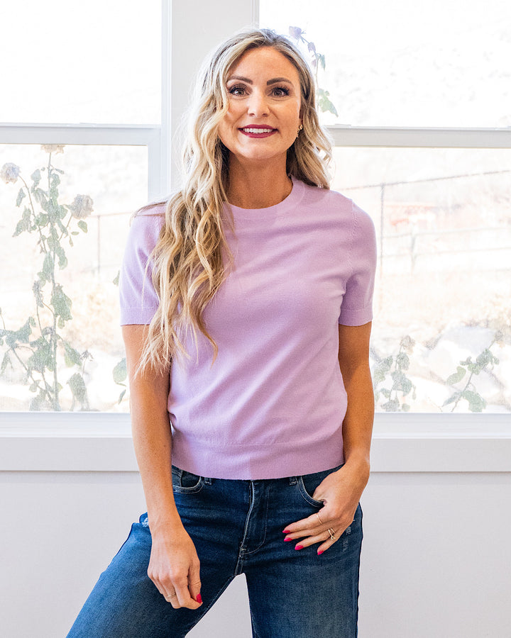 NEW! Ashton Short Sleeve Sweater Top - Lavender