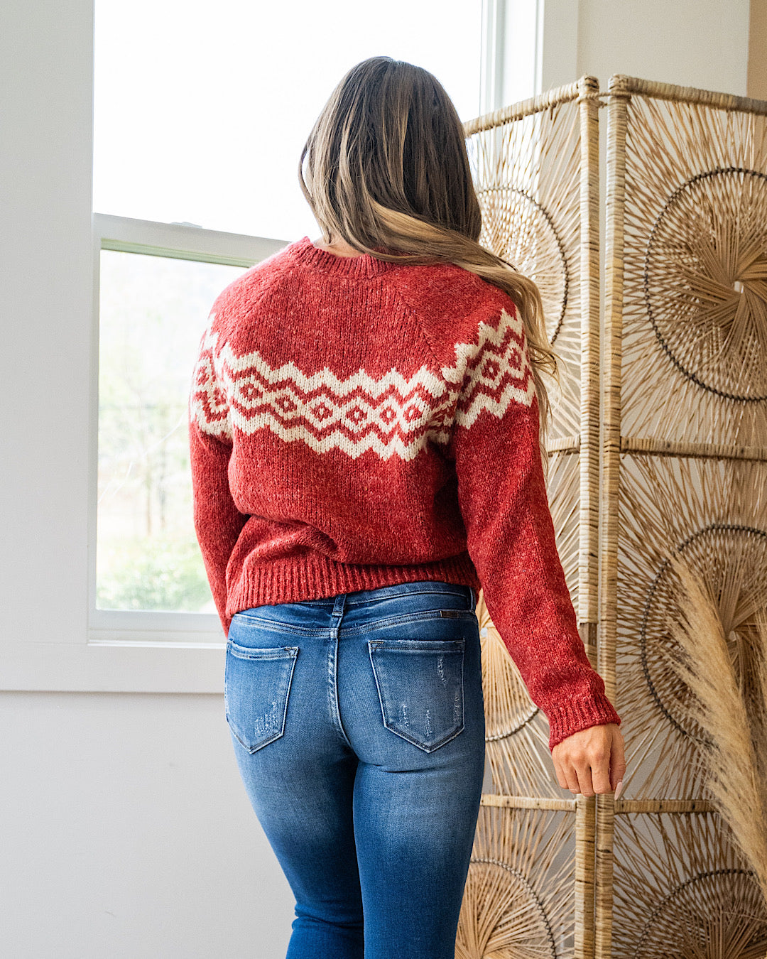 NEW! Rachel Chevron Stripe Knit Sweater - Deep Red  Hem & Thread   