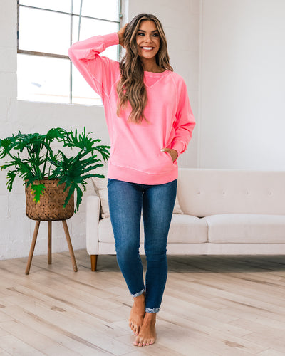 NEW! Girlfriend Crewneck Sweatshirt - Bright Pink  Zenana   