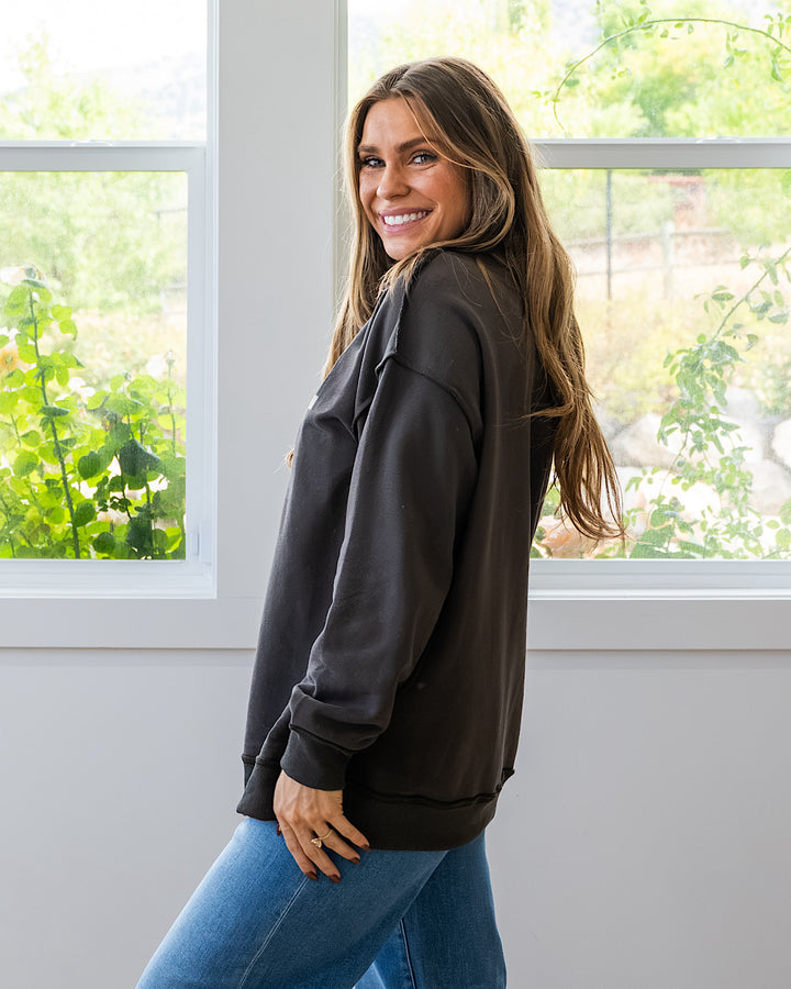 NEW! Game Day Reversible Mock Neck Sweatshirt - Muddy Gray Panache Apparel Co