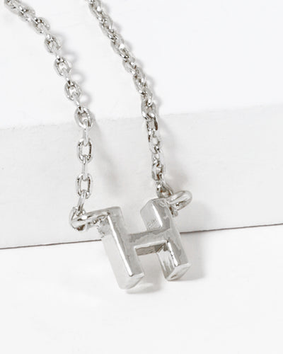 Dainty White Gold Initial Necklace - Pick Your Initial  Trendy Wholesale One Size H 