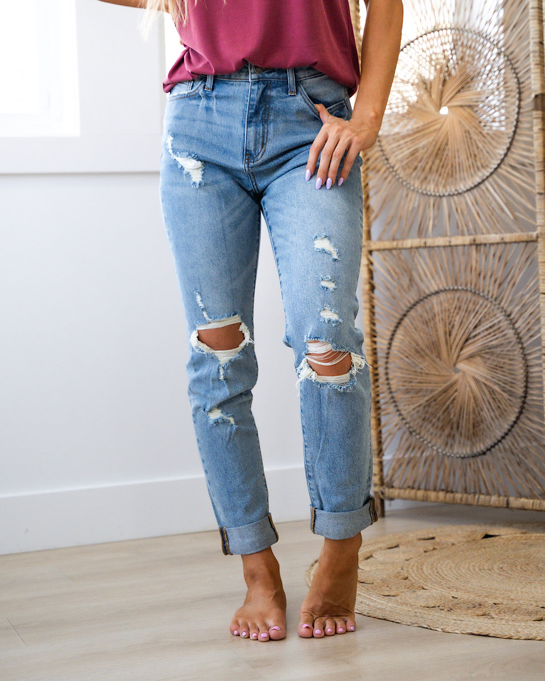 KanCan In Plain Sight Distressed Mom Jeans  KanCan   