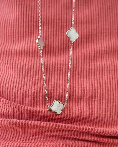 NEW! Clover Pendant White Gold Dipped Necklace Trendy Wholesale