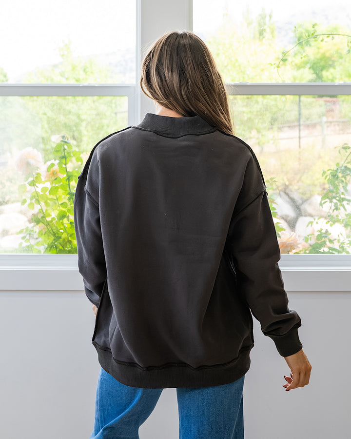 NEW! Game Day Reversible Mock Neck Sweatshirt - Muddy Gray Panache Apparel Co