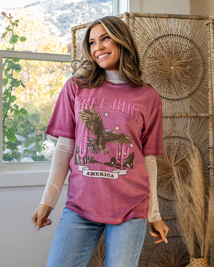 NEW! Free Bird Plum Mineral Wash Tee Zutter