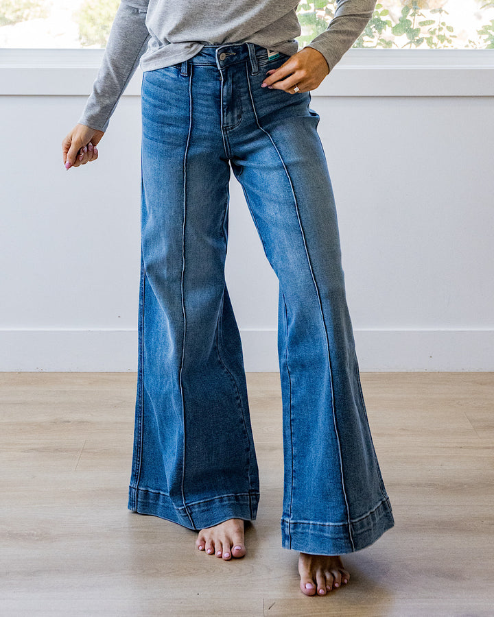 NEW! Judy Blue Hattie Front Seam Wide Leg Jeans - Short, Regular and Long Judy Blue