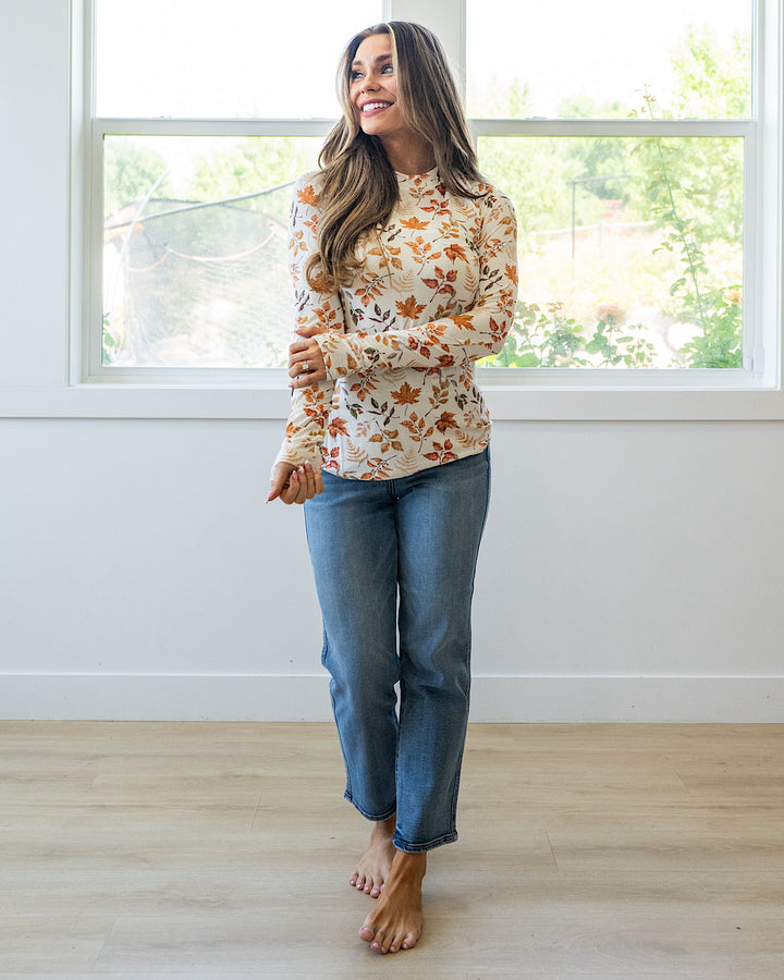 NEW! Blair Long Sleeve Top - Harvest Leaves