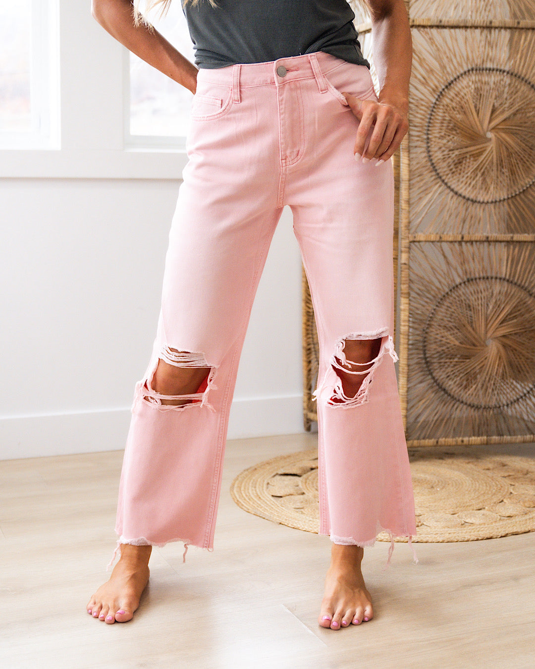 Vervet 90's Crop Flare Jeans - Color Options Available! Arrow Twenty Two Powder Pink