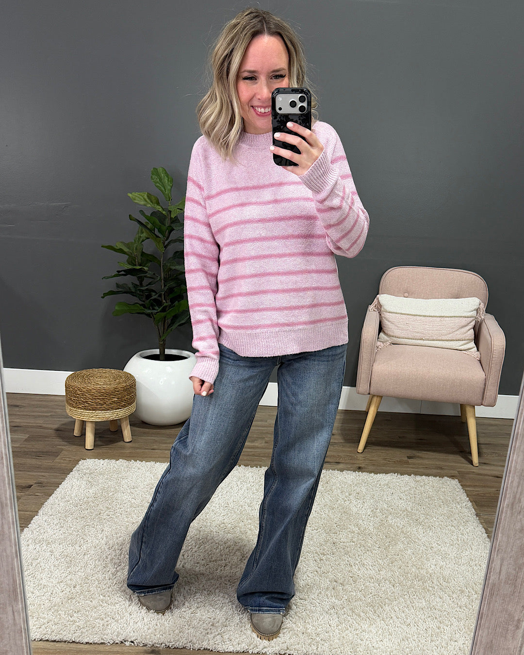 NEW! Angelina Striped Sweater - Pink Staccato