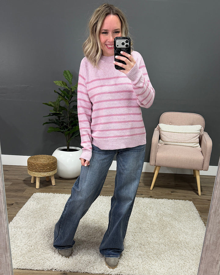 NEW! Angelina Striped Sweater - Pink Staccato