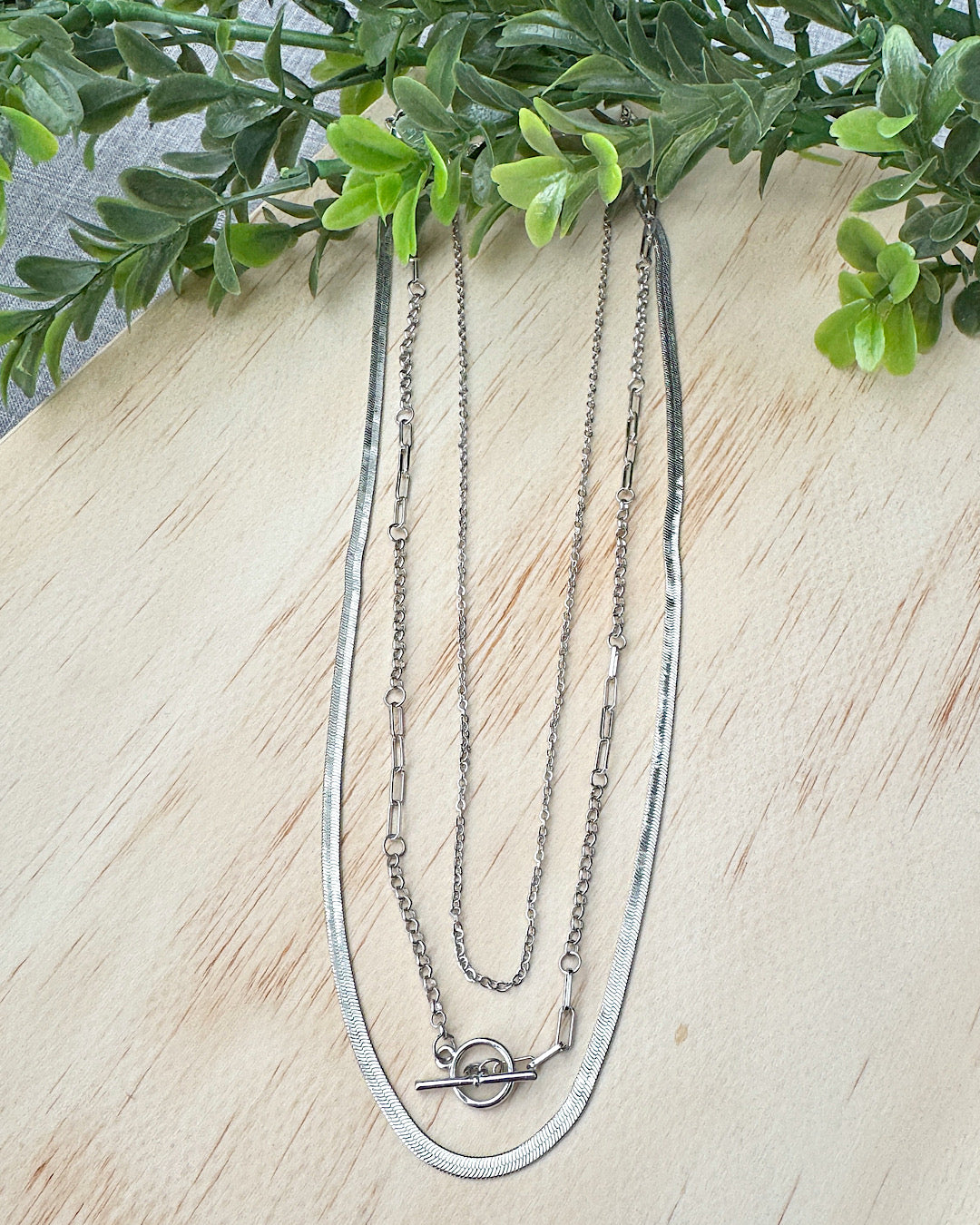 NEW! Trio Silver Chain Necklace  Trendy Wholesale   