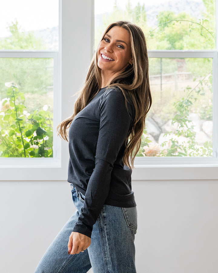 NEW! The Perfect Long Sleeve Top - Charcoal Zenana