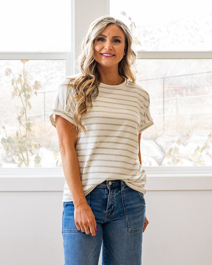 NEW! Madison Striped Top - Sage