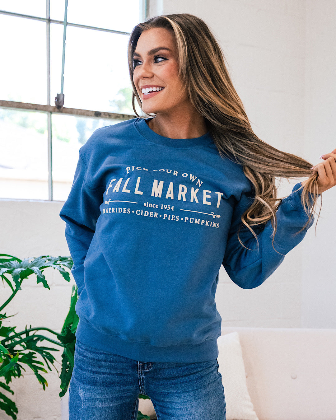 Fall Market Slate Blue Sweatshirt FINAL SALE  Alabama Threads   