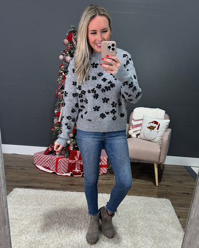 NEW! Tonya Cozy Flower Sweater - Heather Gray Be Cool