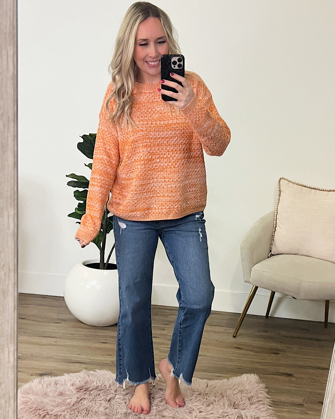 Abigail Textured Sweater - Heather Orange FINAL SALE  Staccato   