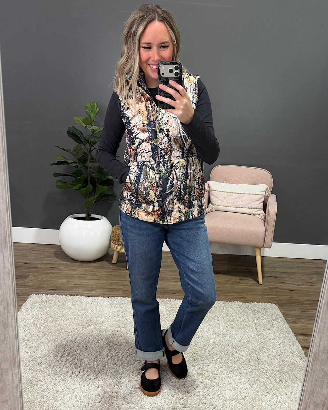NEW! Remy Zip Up Vest - Dark Camo Michelle Mae