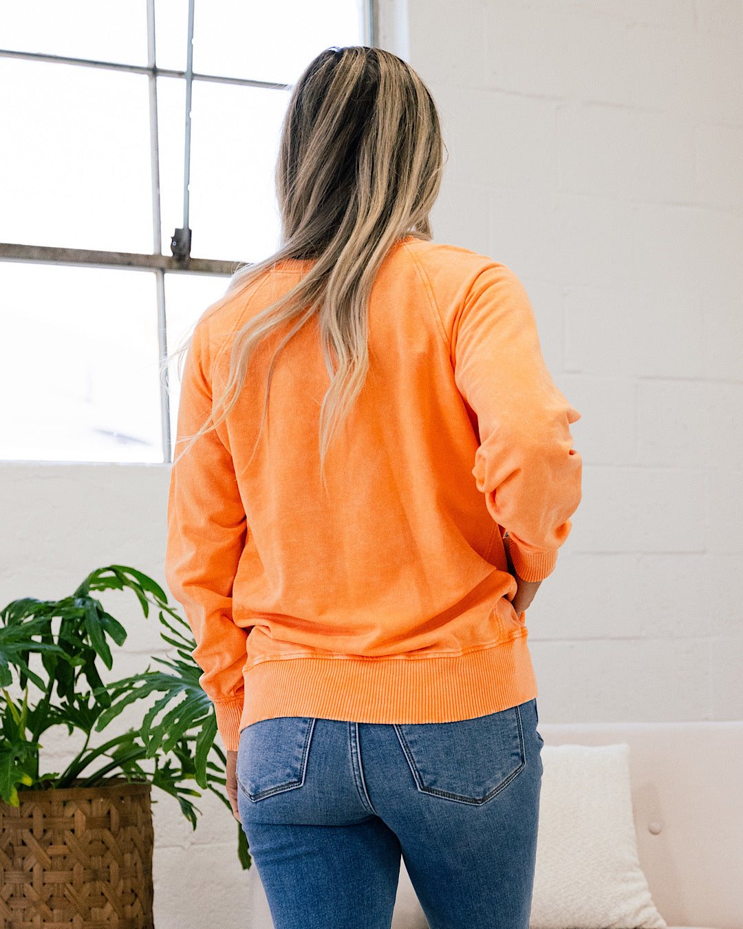 Girlfriend Crewneck Sweatshirt - Ash Light Orange  Zenana   