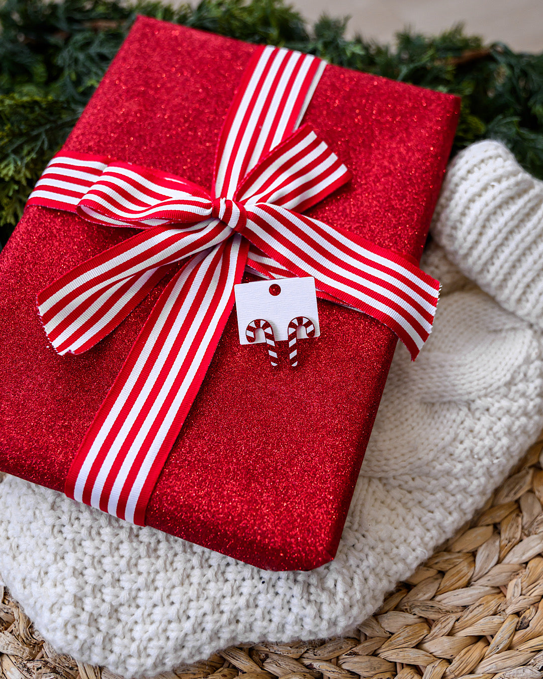 NEW! Shimmery Candy Cane Earrings D&E
