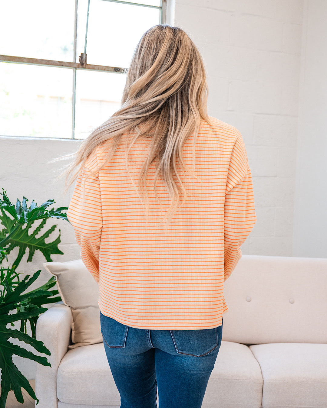 Angela Cream and Tangerine Striped Top FINAL SALE  Sew In Love   