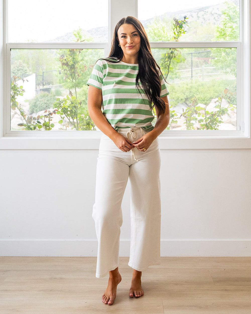 NEW! Briana Striped Knit Top - Green & White Wishlist