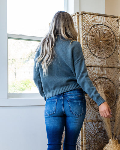 NEW! Erica Mock Neck Sweater - Blue Spruce Be Cool