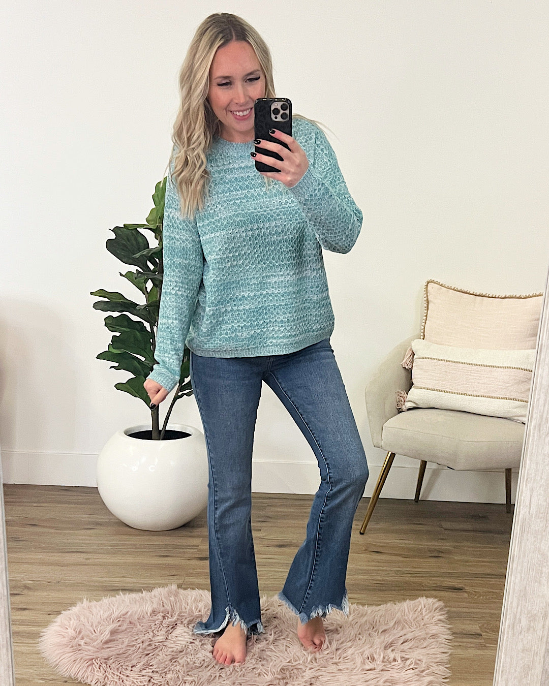 Abigail Textured Sweater - Heather Mint FINAL SALE  Staccato   