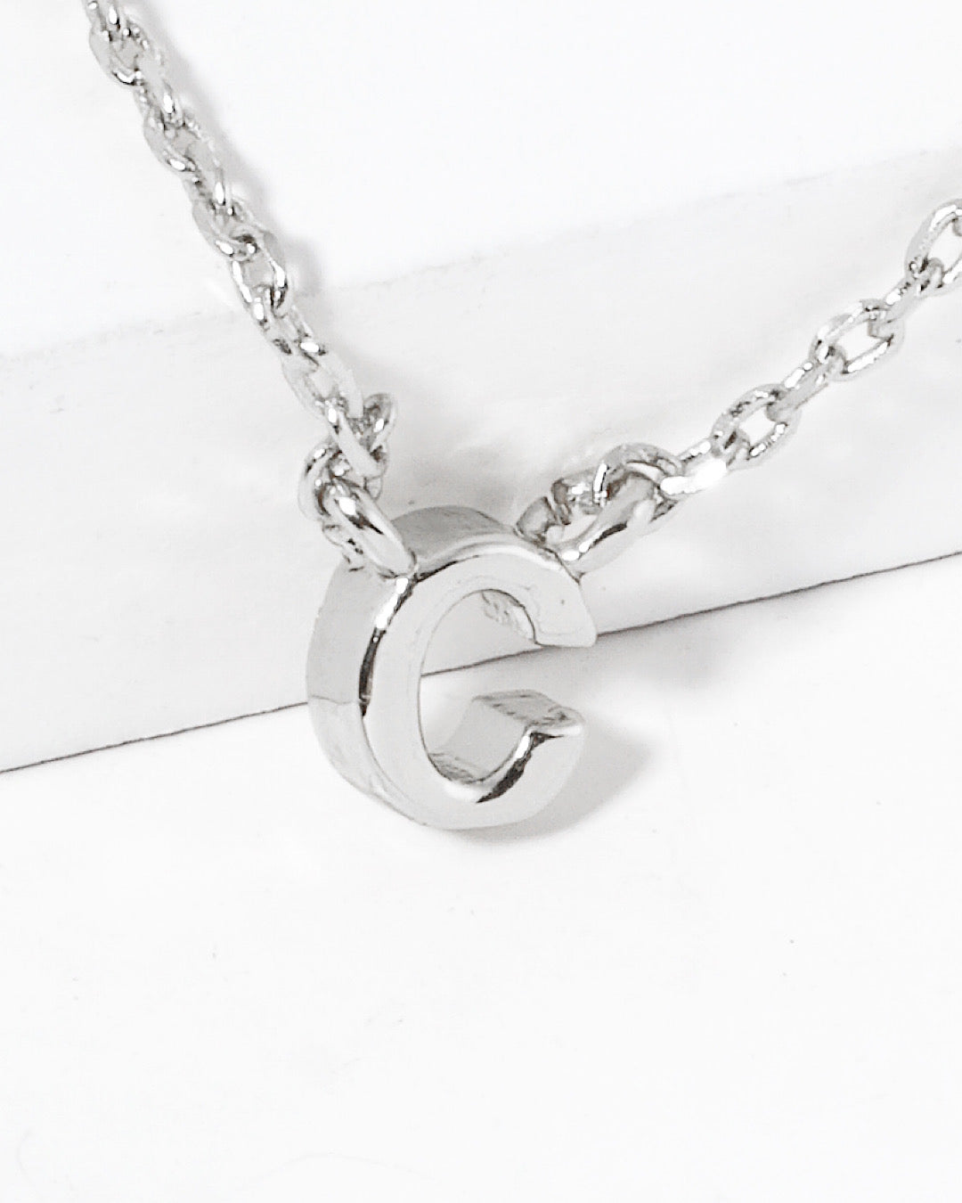 Dainty White Gold Initial Necklace - Pick Your Initial  Trendy Wholesale One Size C 