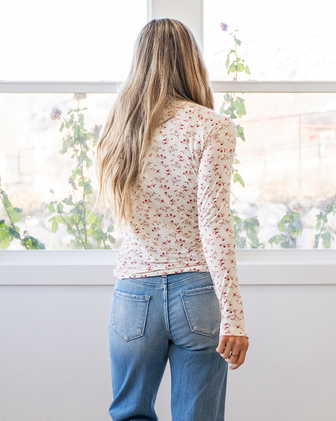 NEW! Blair Long Sleeve Top - Micro Pink Floral