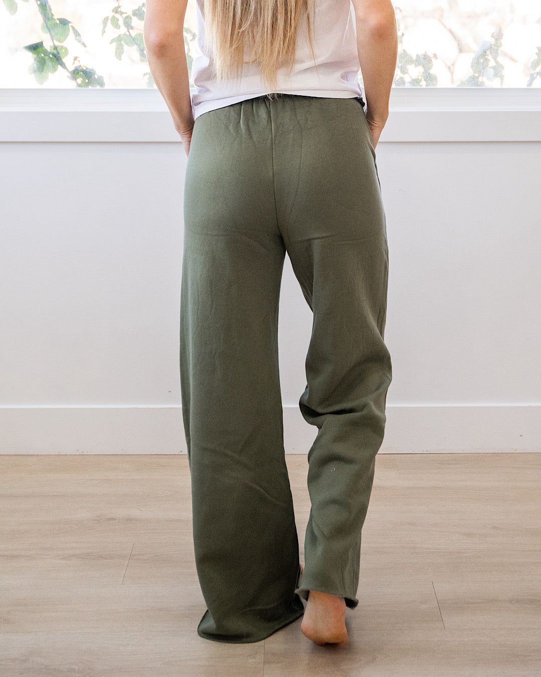 Wide Leg Lounge Pants - Light Olive Zenana