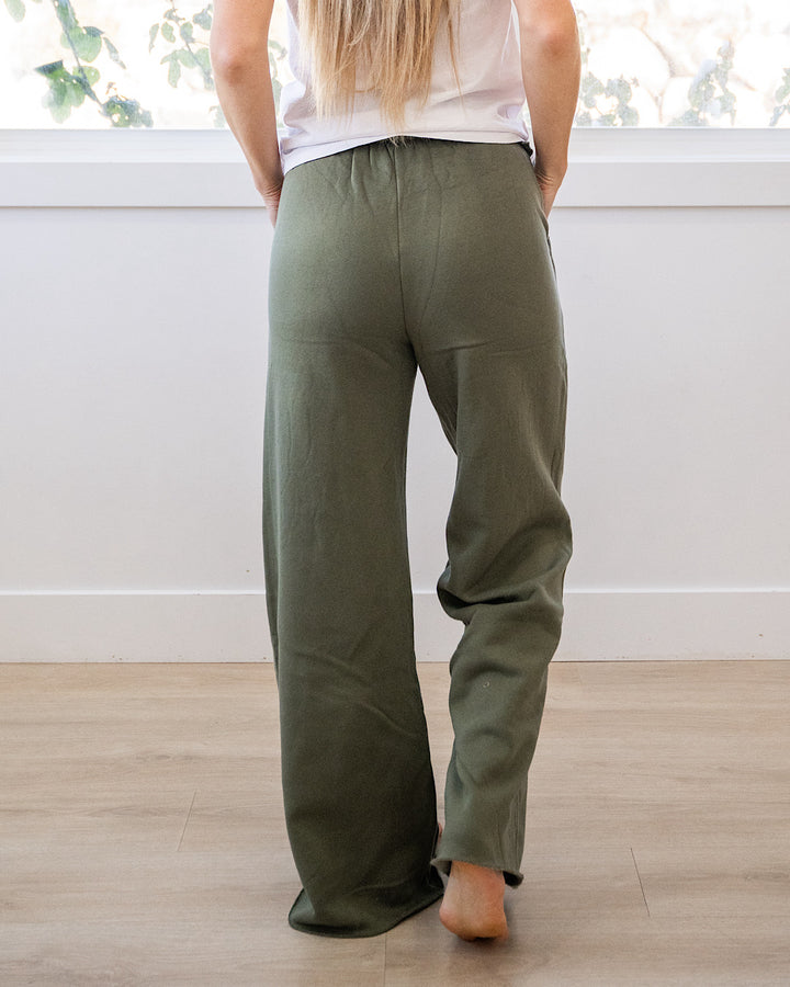 Wide Leg Lounge Pants - Light Olive Zenana