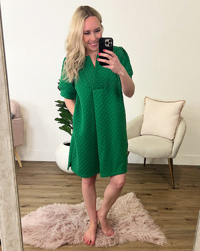 Kelly Green Checkered Dress  Lovely Melody   